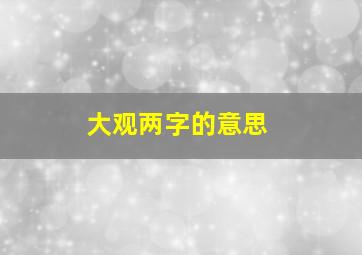 大观两字的意思