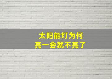 太阳能灯为何亮一会就不亮了