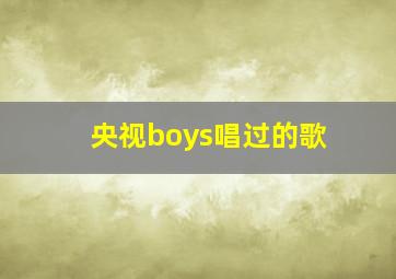 央视boys唱过的歌