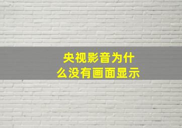 央视影音为什么没有画面显示