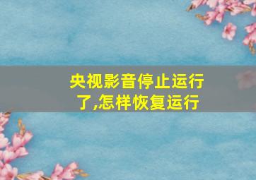 央视影音停止运行了,怎样恢复运行