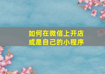 如何在微信上开店或是自己的小程序