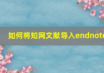 如何将知网文献导入endnote