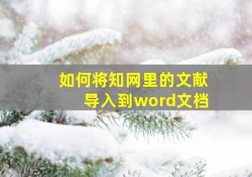 如何将知网里的文献导入到word文档