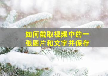 如何截取视频中的一张图片和文字并保存