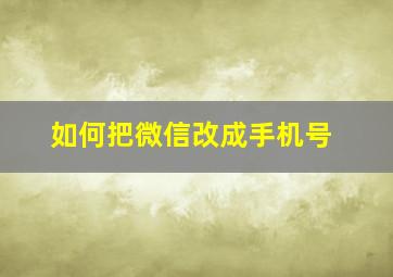 如何把微信改成手机号