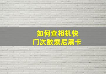 如何查相机快门次数索尼黑卡