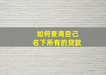 如何查询自己名下所有的贷款