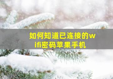 如何知道已连接的wifi密码苹果手机