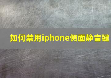 如何禁用iphone侧面静音键