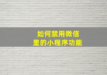 如何禁用微信里的小程序功能