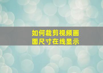 如何裁剪视频画面尺寸在线显示