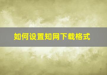 如何设置知网下载格式