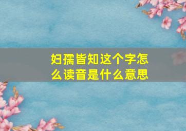 妇孺皆知这个字怎么读音是什么意思