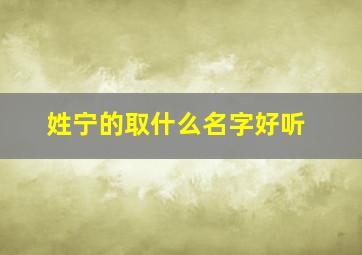 姓宁的取什么名字好听