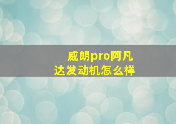 威朗pro阿凡达发动机怎么样