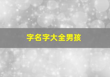 字名字大全男孩