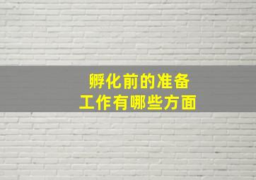 孵化前的准备工作有哪些方面