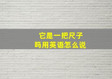 它是一把尺子吗用英语怎么说