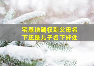 宅基地确权到父母名下还是儿子名下好处