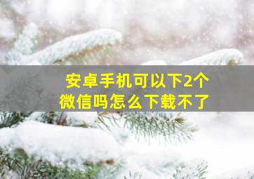 安卓手机可以下2个微信吗怎么下载不了