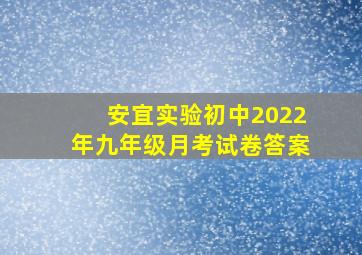 安宜实验初中2022年九年级月考试卷答案