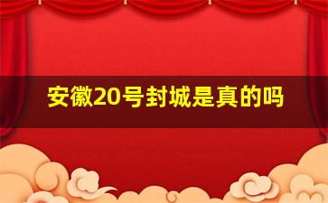 安徽20号封城是真的吗