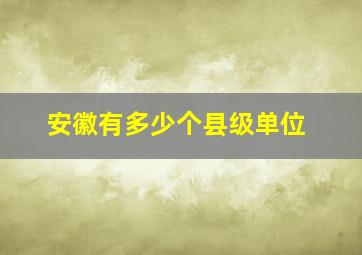 安徽有多少个县级单位