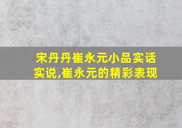 宋丹丹崔永元小品实话实说,崔永元的精彩表现