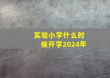 实验小学什么时候开学2024年