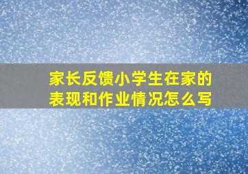 家长反馈小学生在家的表现和作业情况怎么写