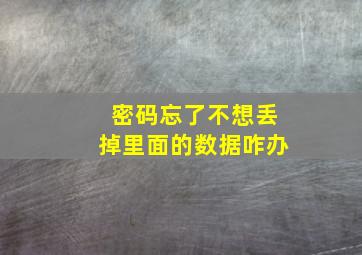 密码忘了不想丢掉里面的数据咋办