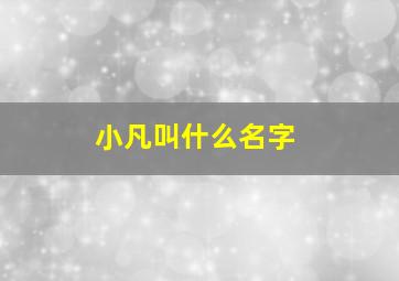 小凡叫什么名字