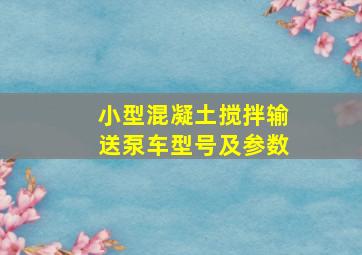 小型混凝土搅拌输送泵车型号及参数