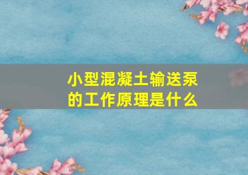 小型混凝土输送泵的工作原理是什么