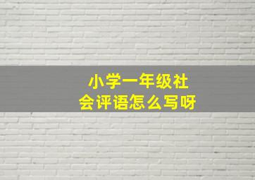 小学一年级社会评语怎么写呀