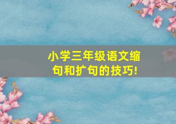 小学三年级语文缩句和扩句的技巧!