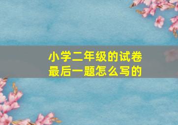 小学二年级的试卷最后一题怎么写的