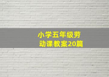 小学五年级劳动课教案20篇