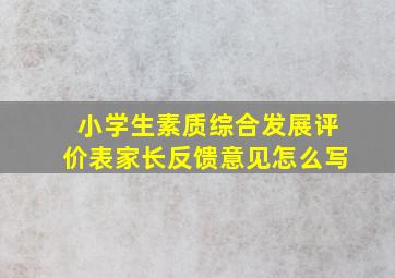 小学生素质综合发展评价表家长反馈意见怎么写