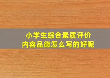 小学生综合素质评价内容品德怎么写的好呢