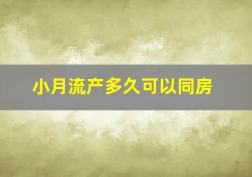 小月流产多久可以同房