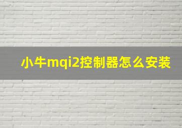 小牛mqi2控制器怎么安装