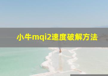 小牛mqi2速度破解方法