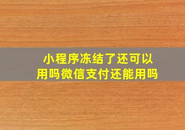 小程序冻结了还可以用吗微信支付还能用吗