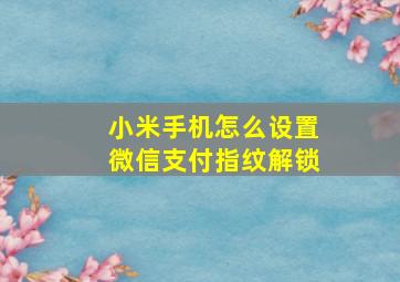 小米手机怎么设置微信支付指纹解锁