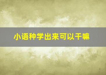 小语种学出来可以干嘛