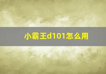 小霸王d101怎么用