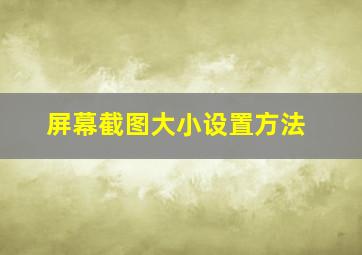 屏幕截图大小设置方法