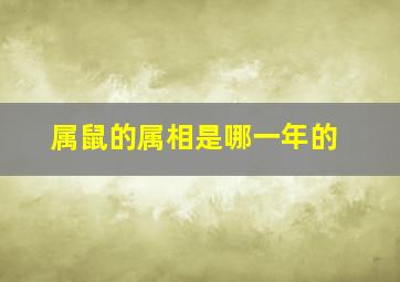 属鼠的属相是哪一年的